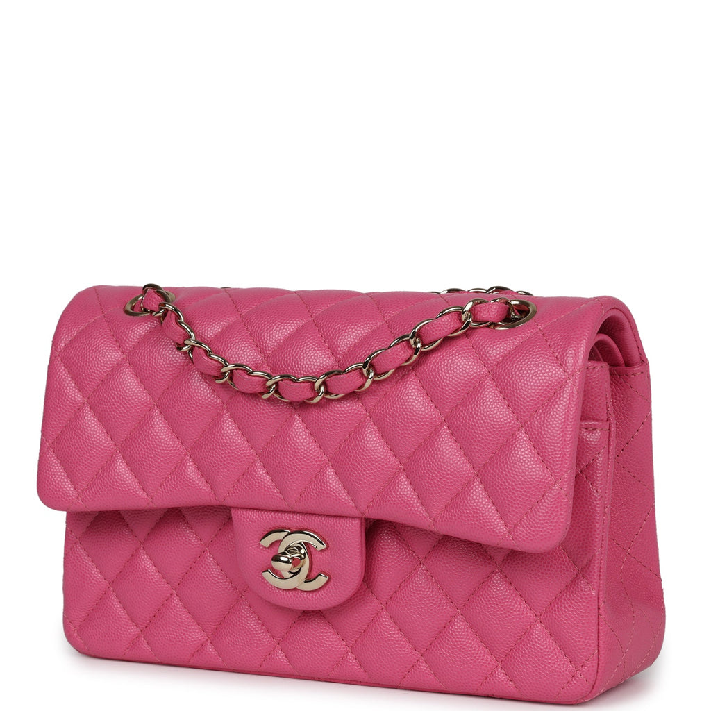 Chanel Small Classic Double Flap Dark Pink Caviar Light Gold Hardware