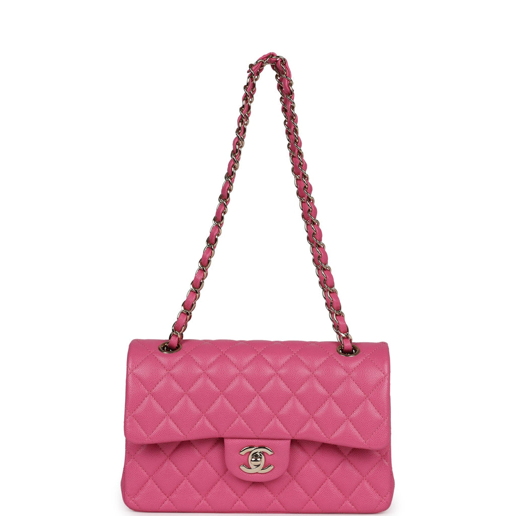 Chanel Small Classic Double Flap Dark Pink Caviar Light Gold Hardware