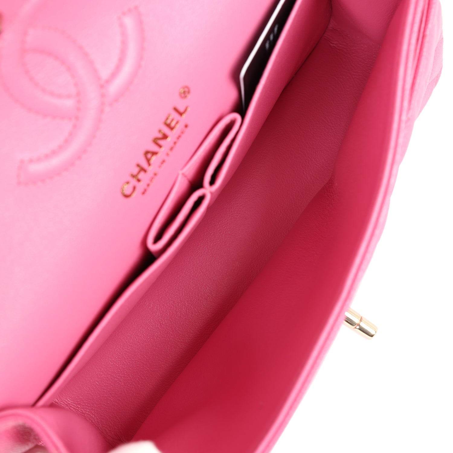 Chanel Small Classic Double Flap Dark Pink Caviar Light Gold Hardware