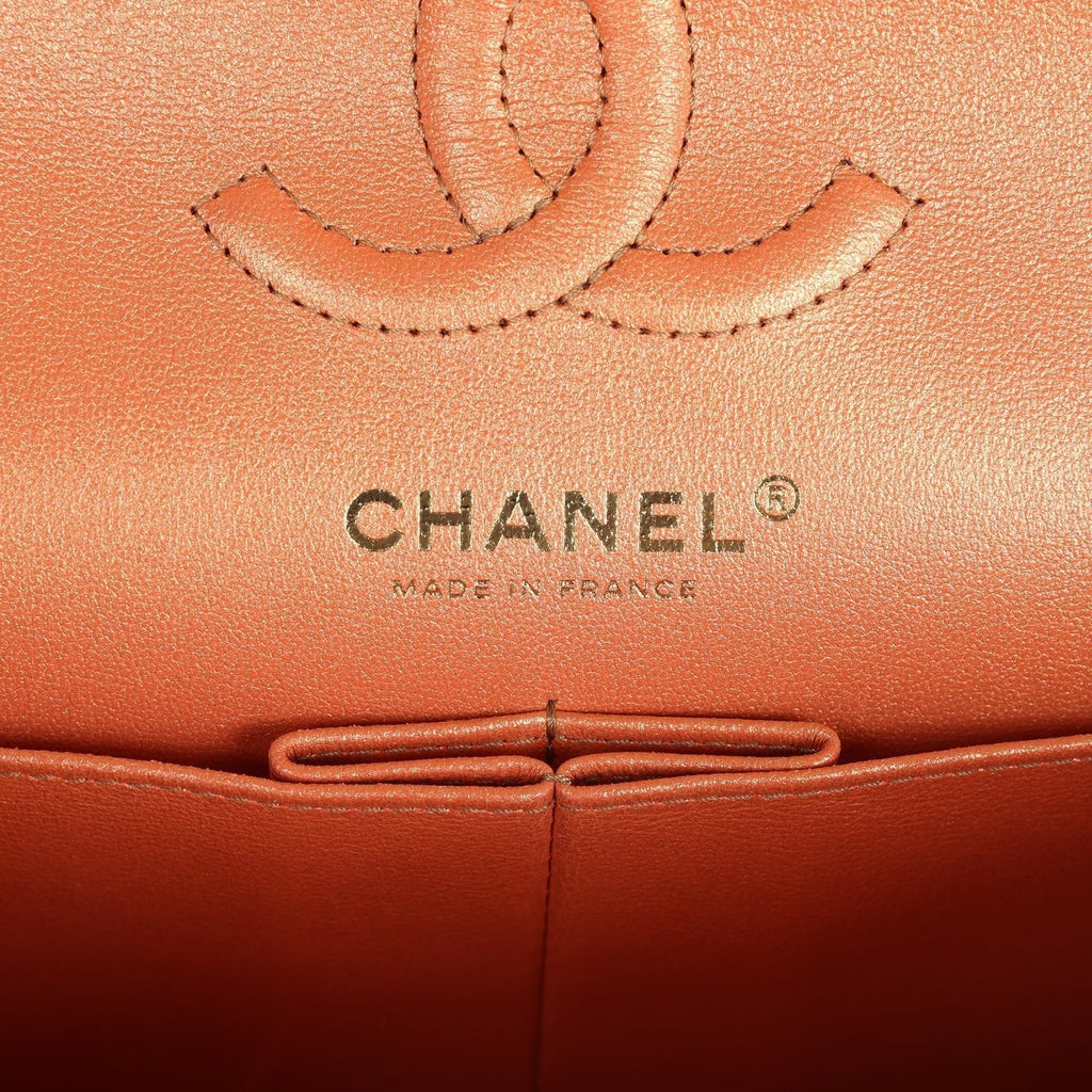 Chanel Small Classic Double Flap Gold Metallic Calfskin Antique Gold Hardware