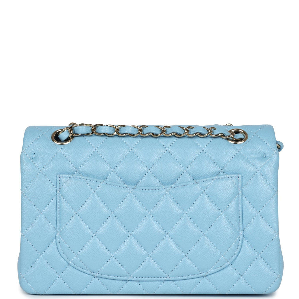 Chanel Small Classic Double Flap Bag Light Blue Caviar Light Gold Hardware