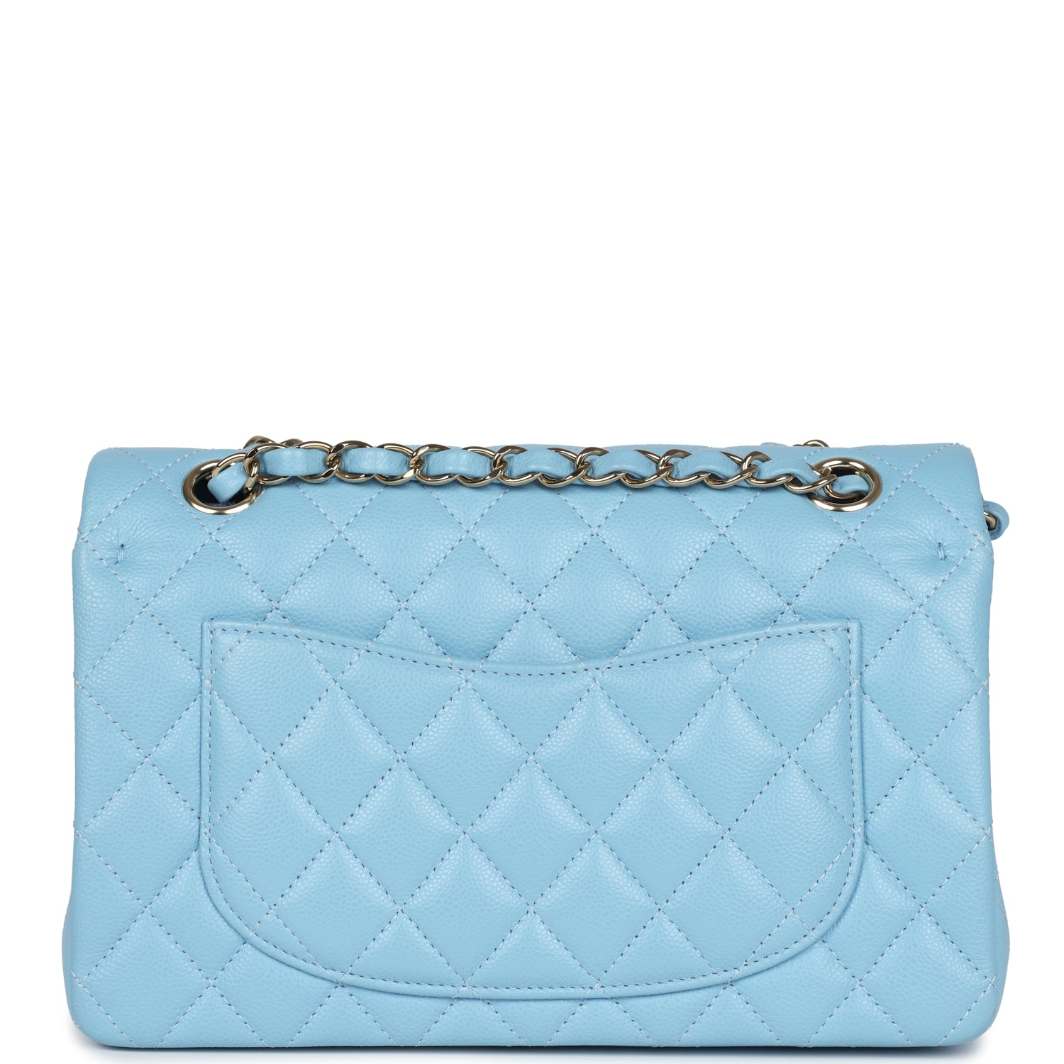 Chanel Small Classic Double Flap Bag Light Blue Caviar Light Gold Hardware