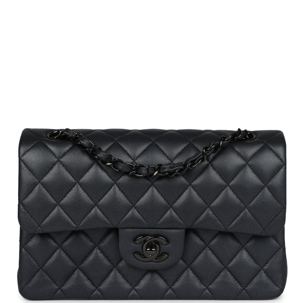 Chanel Small Classic Double Flap Bag SO Black Iridescent Lambskin Black Hardware