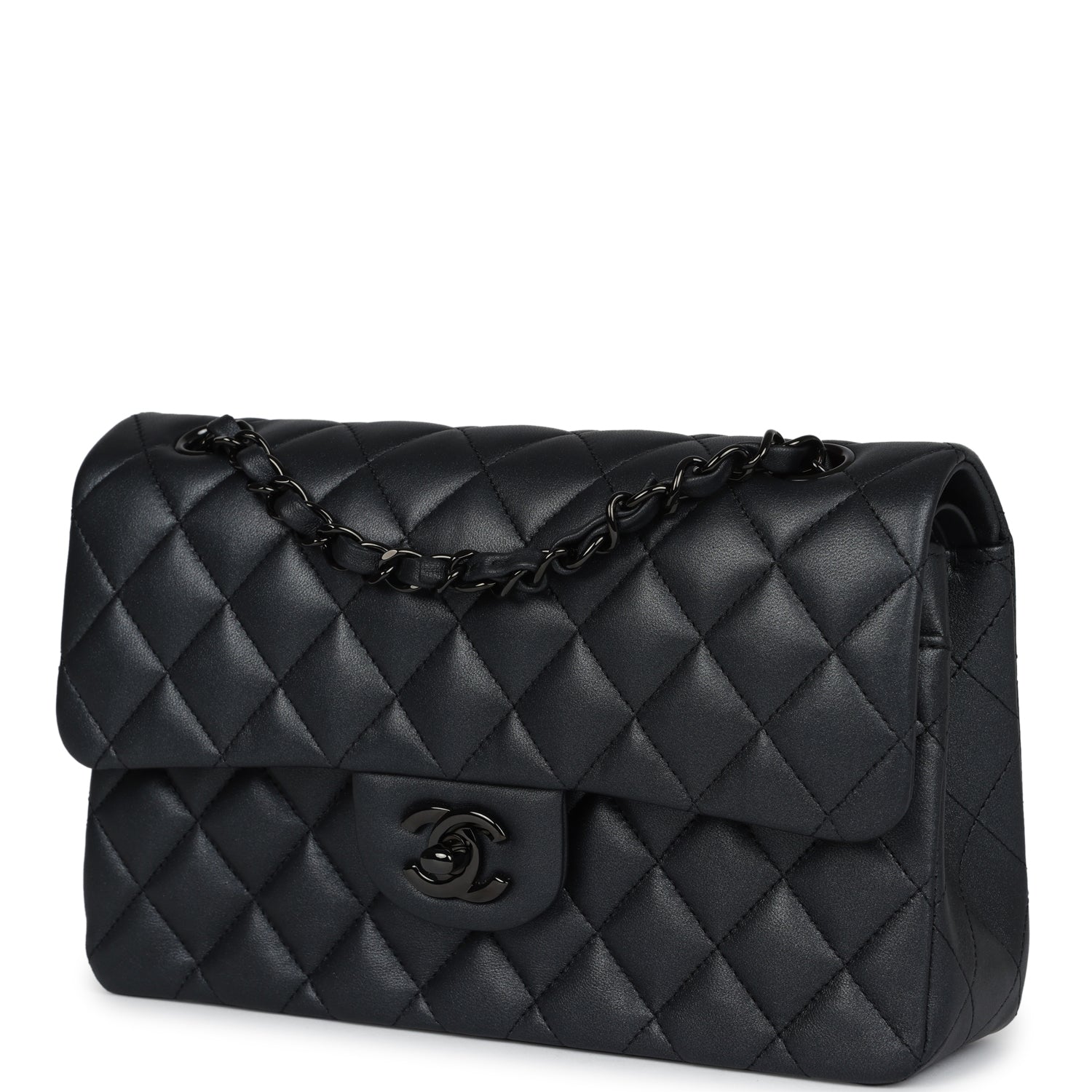Chanel Small Classic Double Flap Bag SO Black Iridescent Lambskin Black Hardware