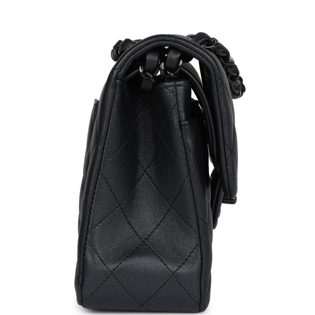 Chanel Small Classic Double Flap Bag SO Black Iridescent Lambskin Black Hardware