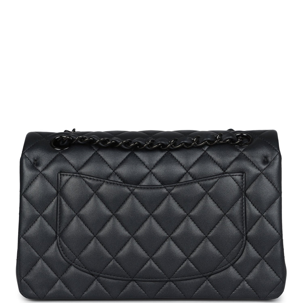 Chanel Small Classic Double Flap Bag SO Black Iridescent Lambskin Black Hardware