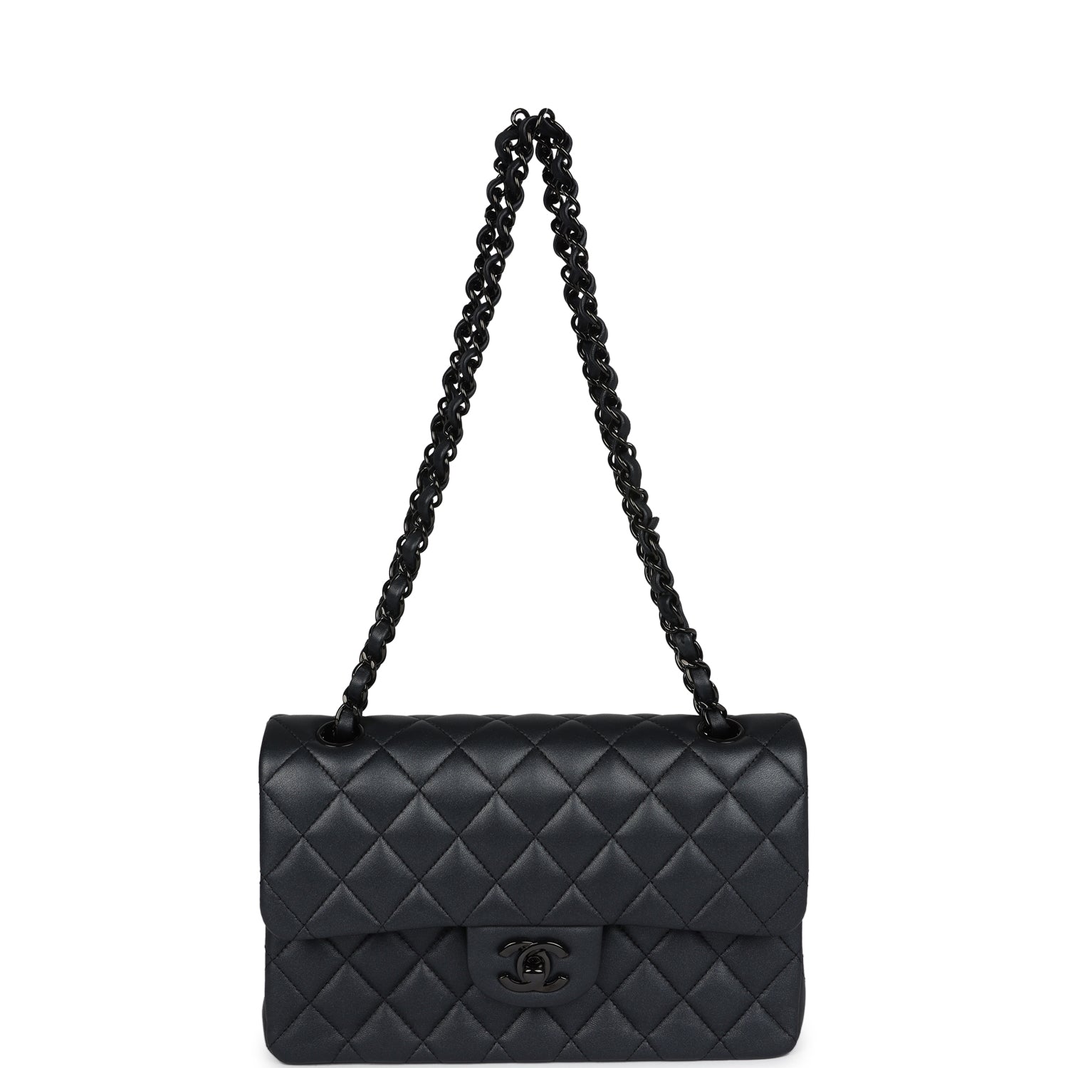 Chanel Small Classic Double Flap Bag SO Black Iridescent Lambskin Black Hardware