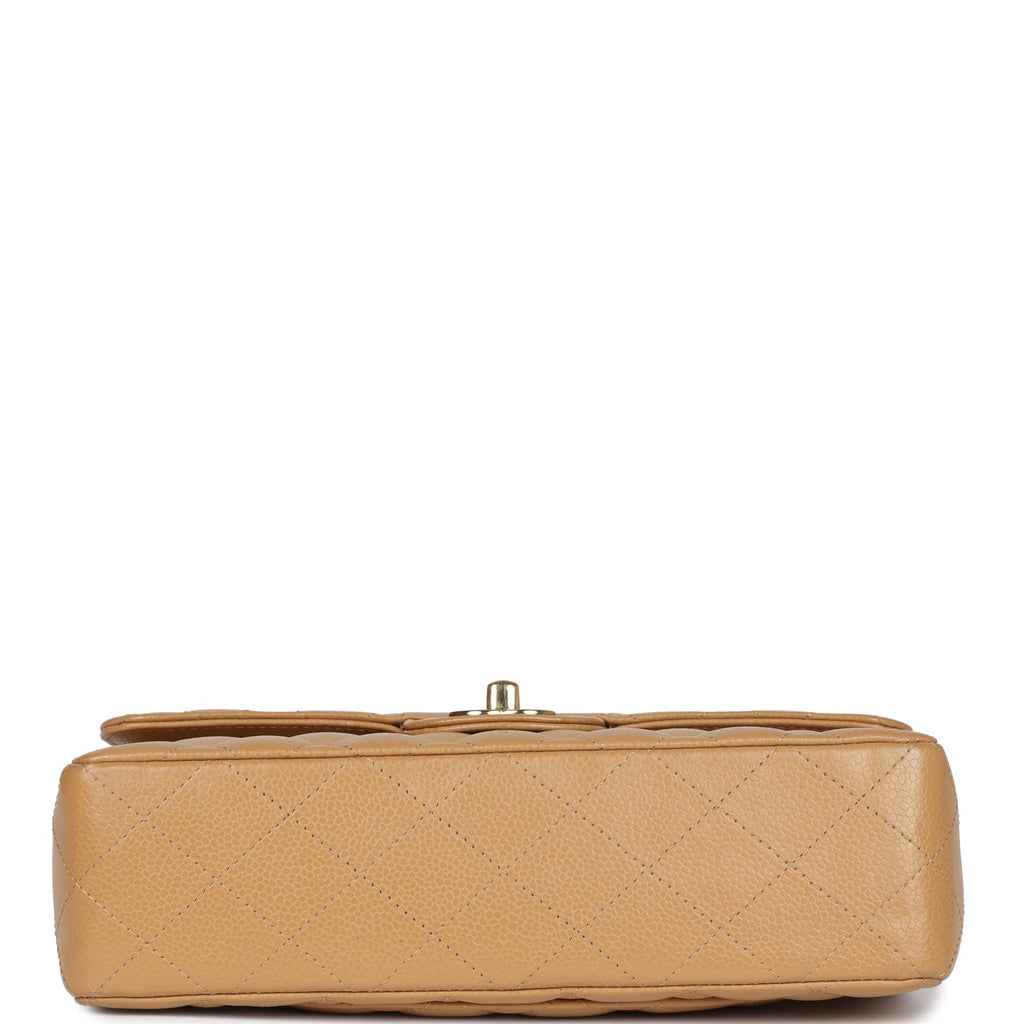 Chanel Small Classic Double Flap Dark Beige Caviar Gold Hardware