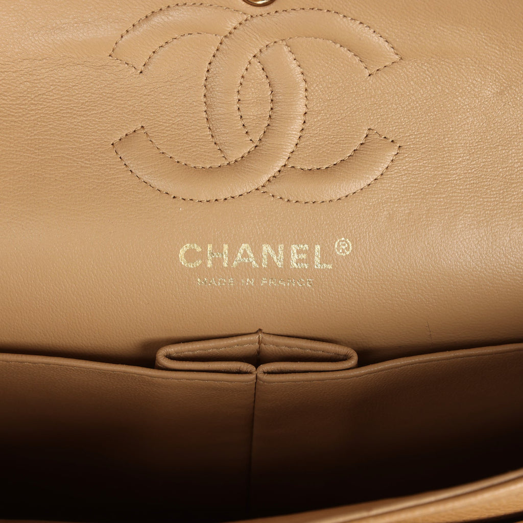 Chanel Small Classic Double Flap Dark Beige Caviar Gold Hardware