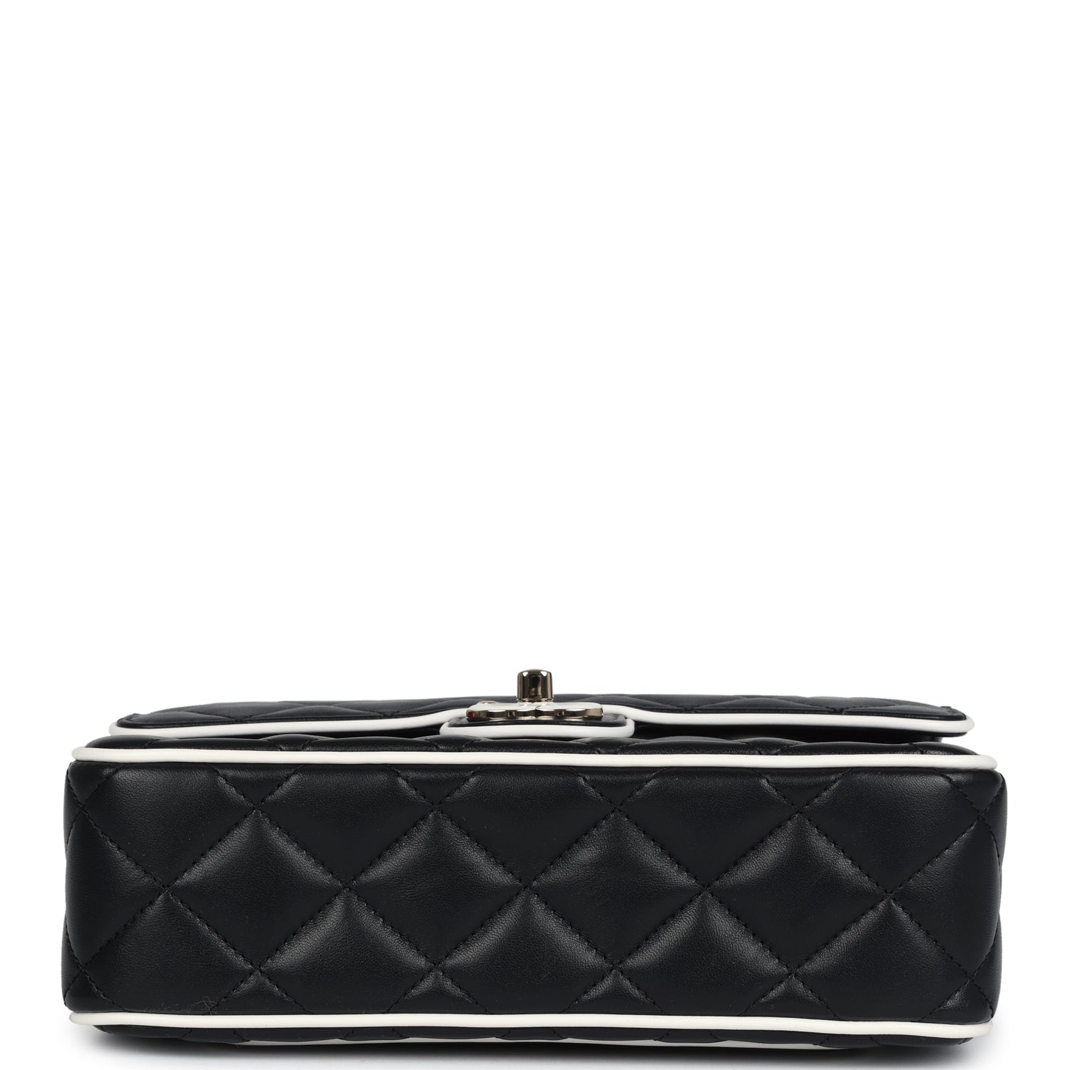 Chanel Small Graphic Frame Flap Bag Black and White Lambskin Light Gold Hardware