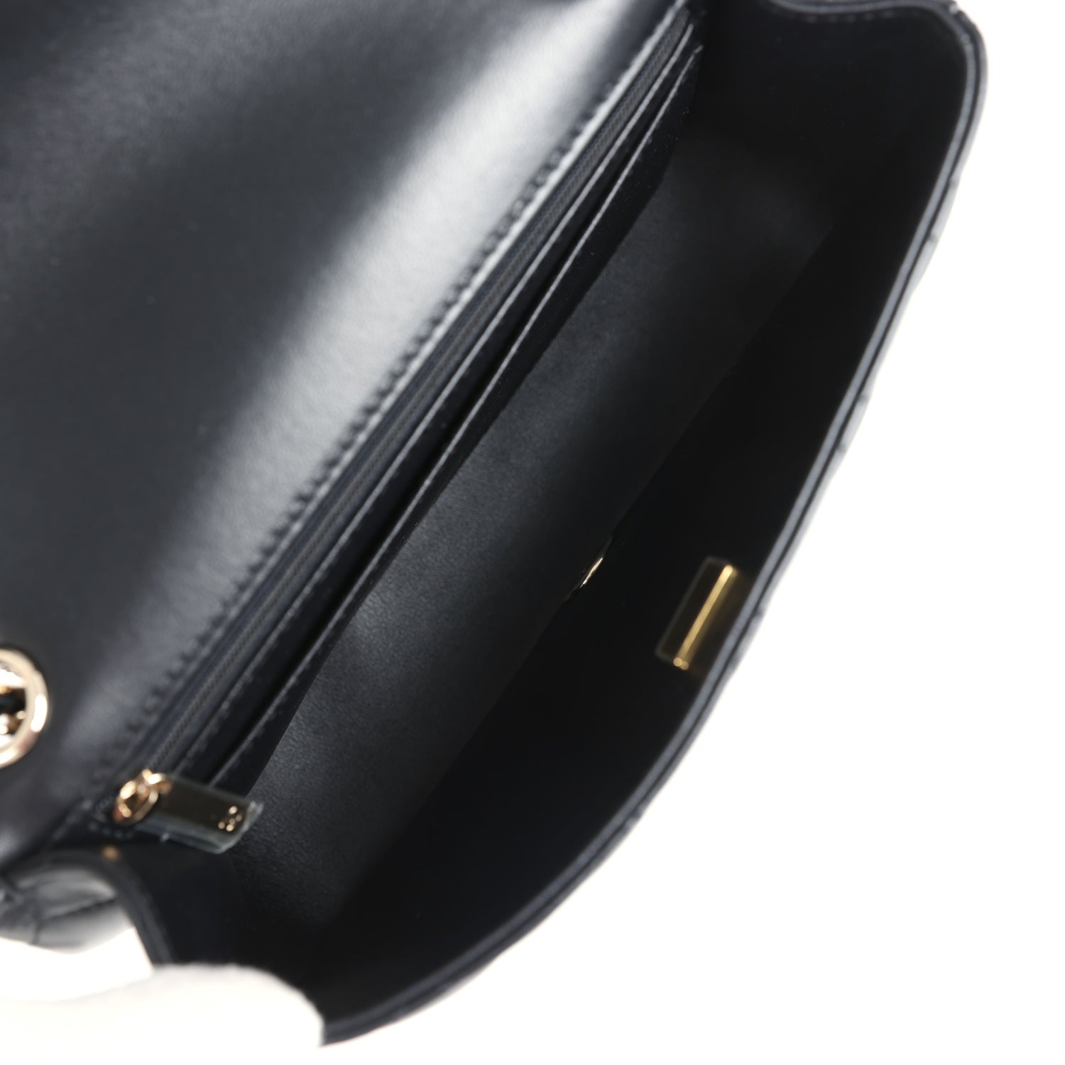 Chanel Small Graphic Frame Flap Bag Black and White Lambskin Light Gold Hardware