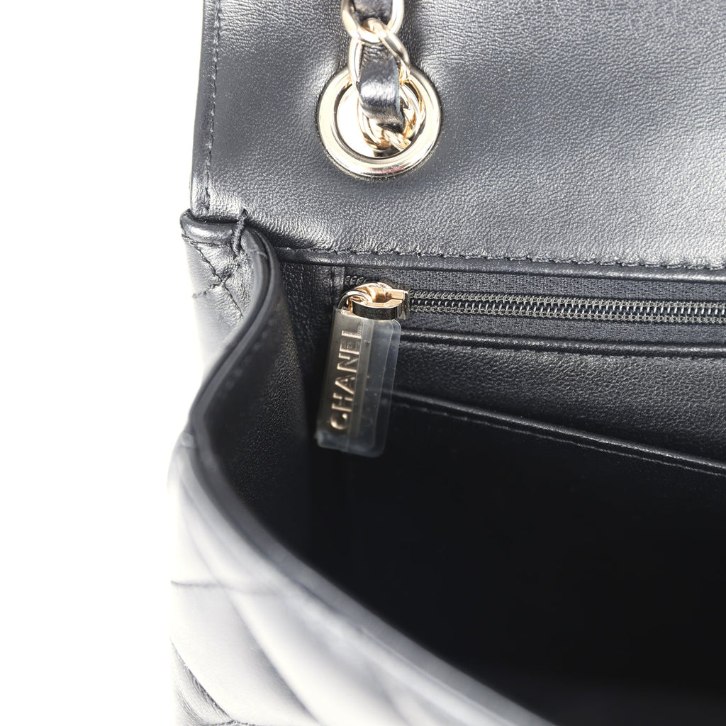 Chanel Small Graphic Frame Flap Bag Black and White Lambskin Light Gold Hardware