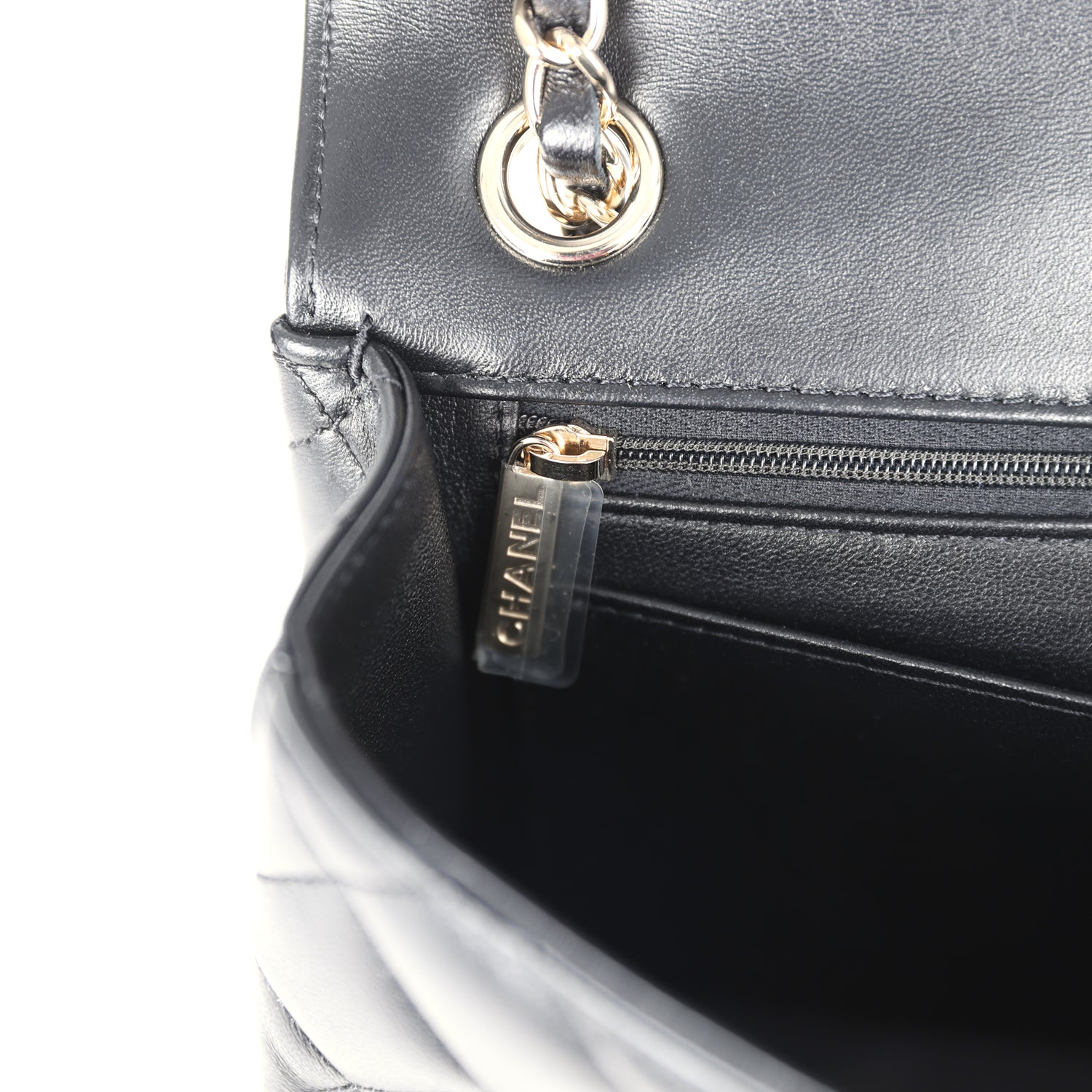 Chanel Small Graphic Frame Flap Bag Black and White Lambskin Light Gold Hardware