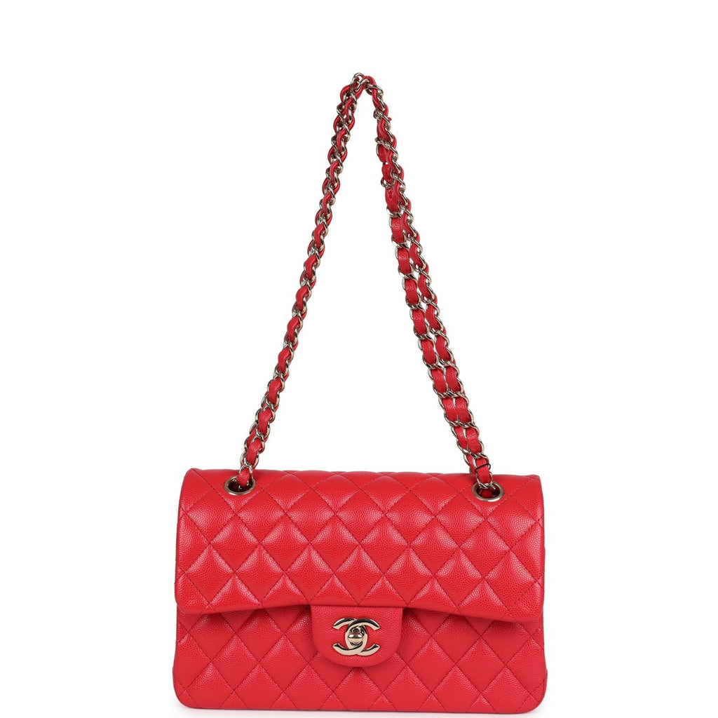 Chanel Small Classic Double Flap Bag Red Shiny Caviar Light Gold Hardware