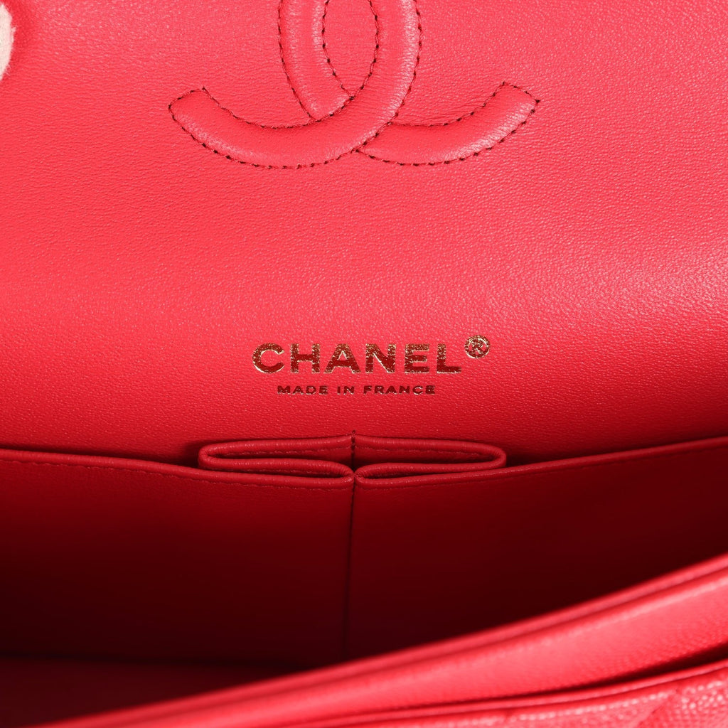 Chanel Small Classic Double Flap Bag Red Shiny Caviar Light Gold Hardware