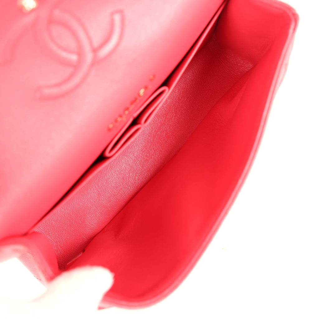Chanel Small Classic Double Flap Bag Red Shiny Caviar Light Gold Hardware