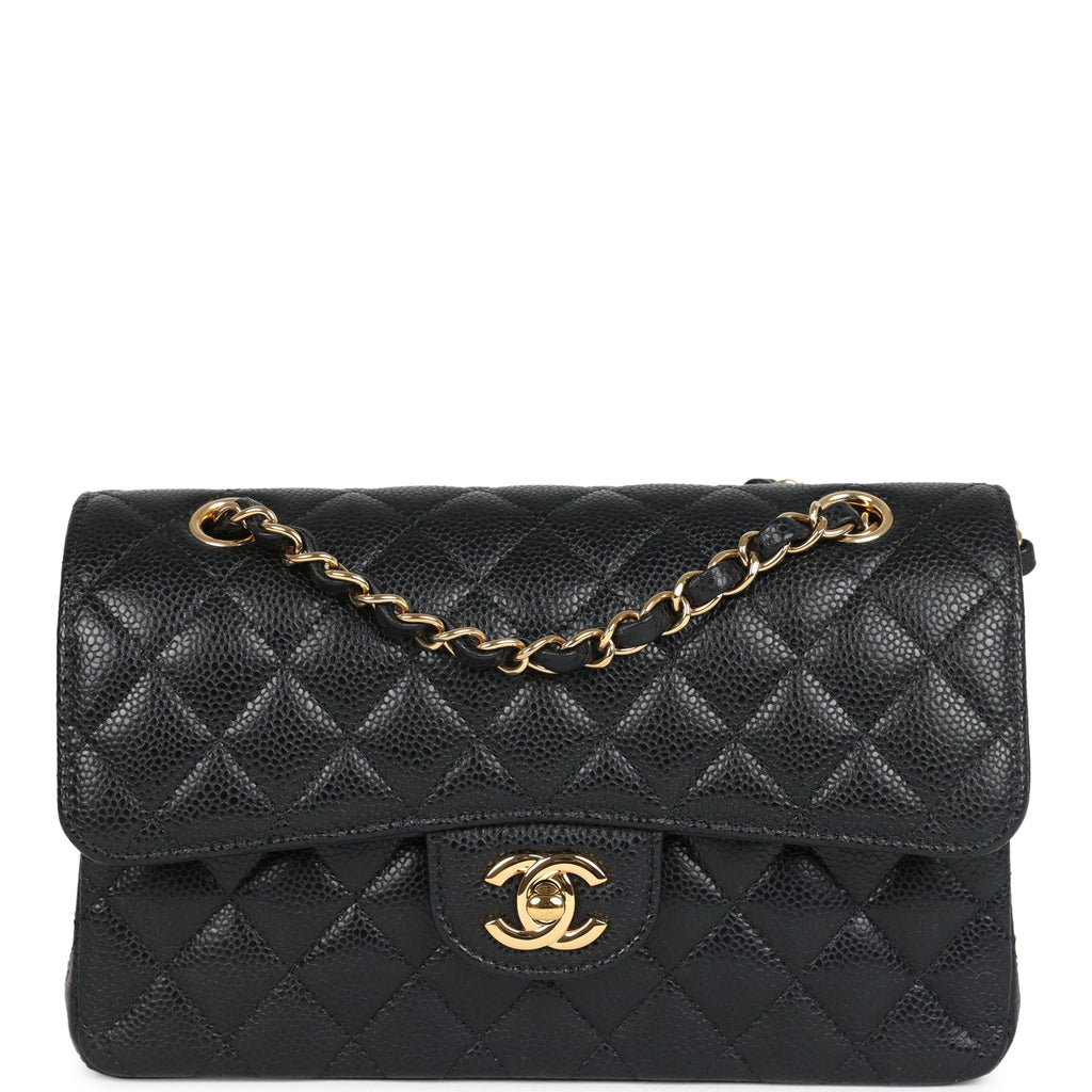 Chanel Small Classic Double Flap Bag Black Caviar Gold Hardware