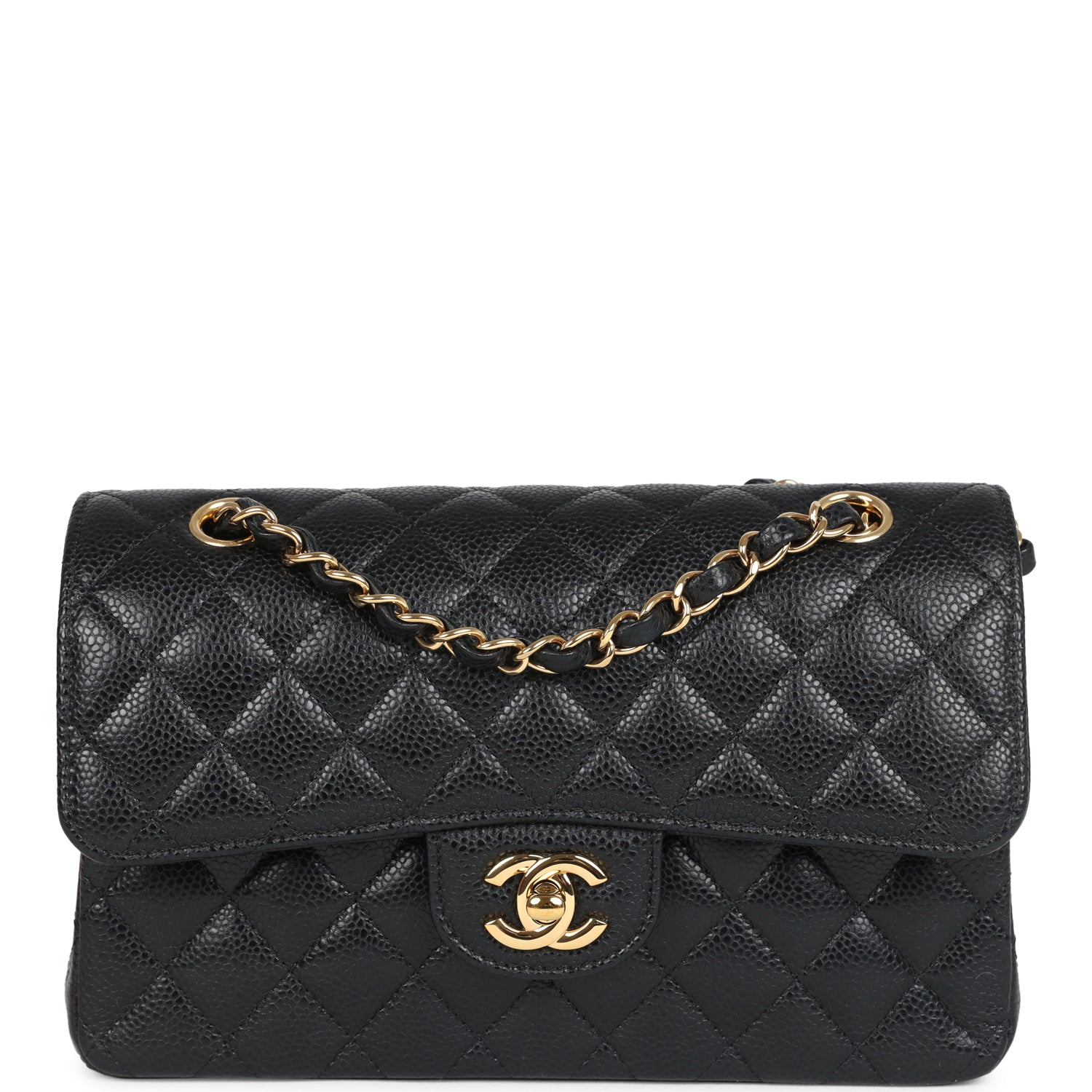 Chanel Small Classic Double Flap Bag Black Caviar Gold Hardware