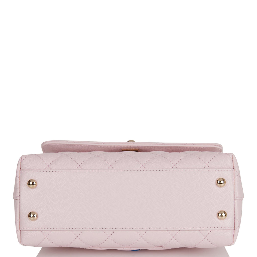 Chanel Small Coco Handle Flap Bag Light Pink Caviar Light Gold Hardware