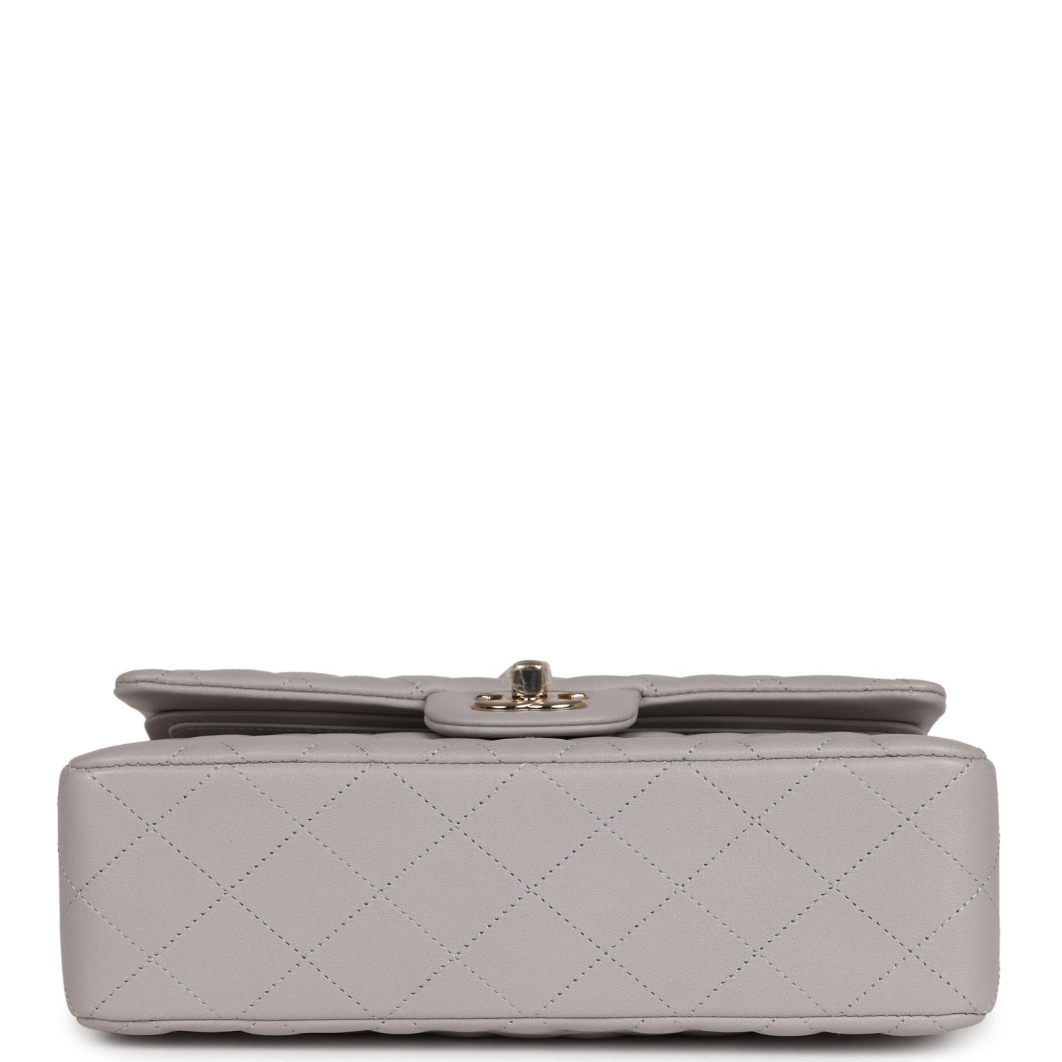 Chanel Small Classic Double Flap Bag Grey Lambskin Light Gold Hardware