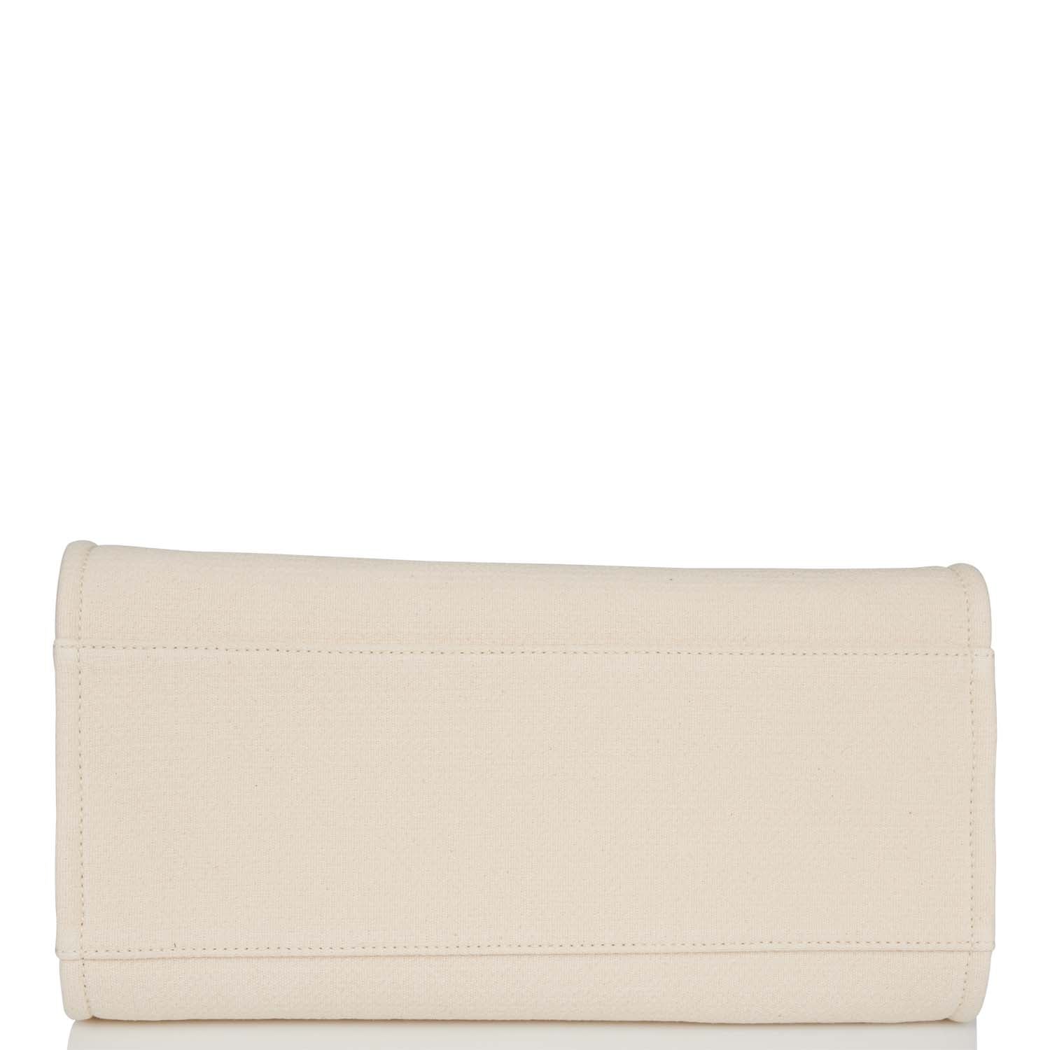 Chanel Large Deauville Shopping Bag White Boucle Silver Hardware