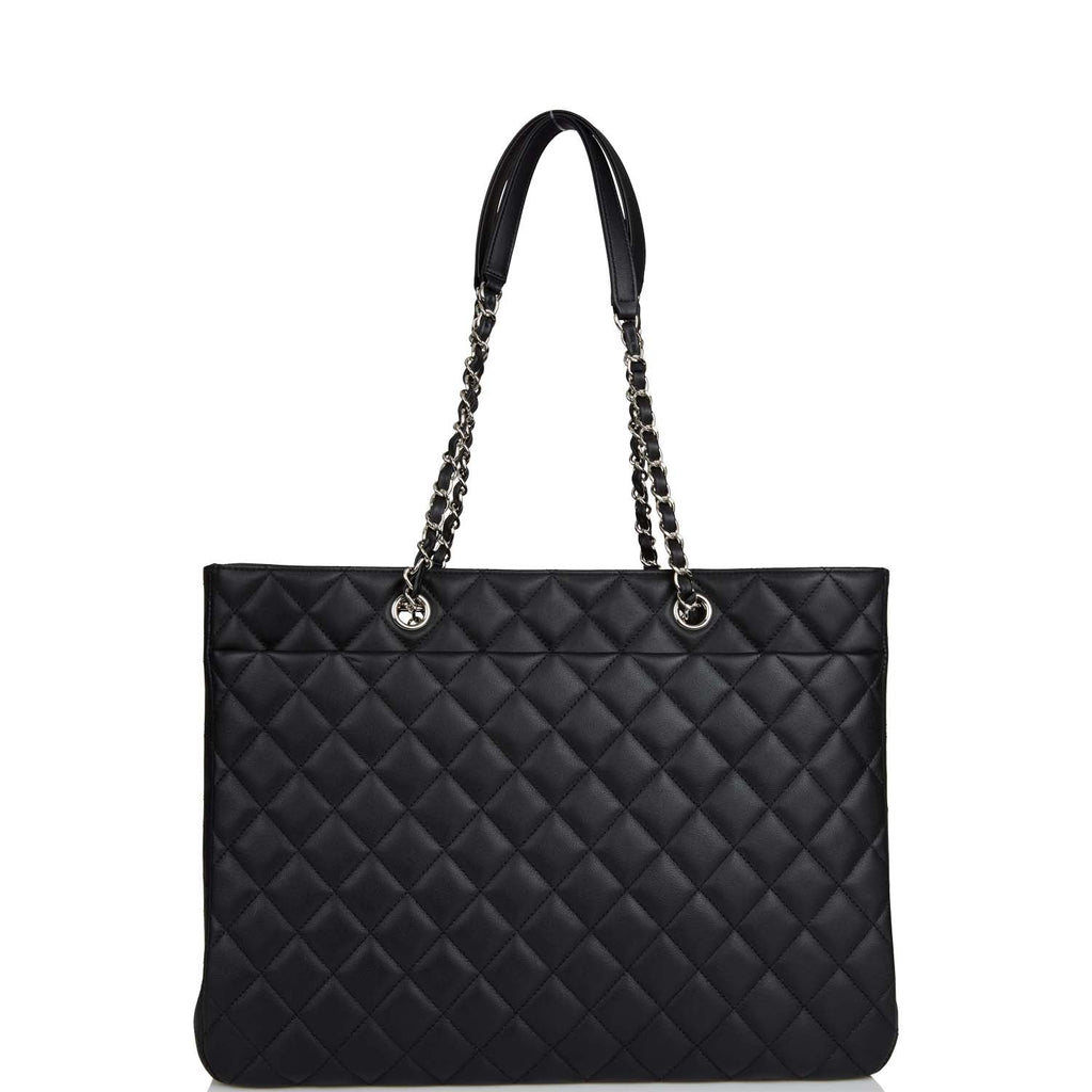 Chanel Timeless Tote Bag Black Calfskin Silver Hardware