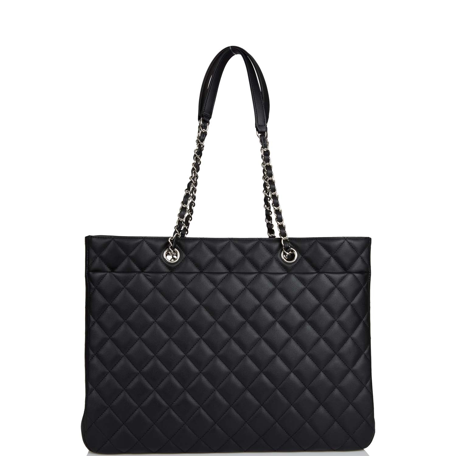 Chanel Timeless Tote Bag Black Calfskin Silver Hardware