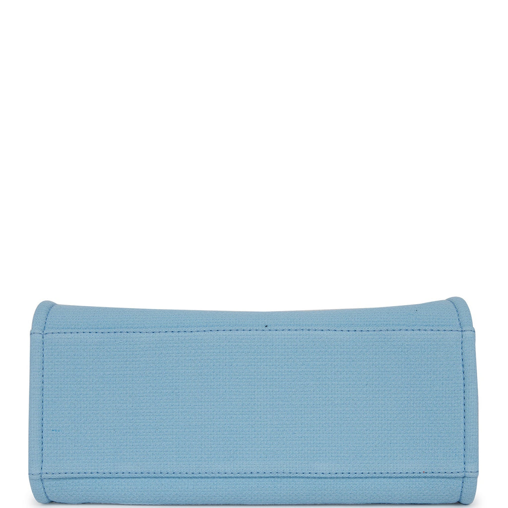 Chanel Small Deauville Shopping Bag Blue Boucle Silver Hardware
