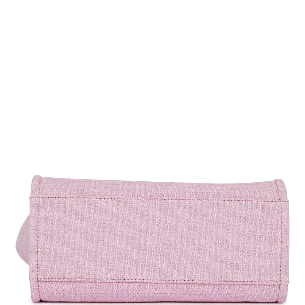 Chanel Small Deauville Shopping Bag Pink Boucle Silver Hardware