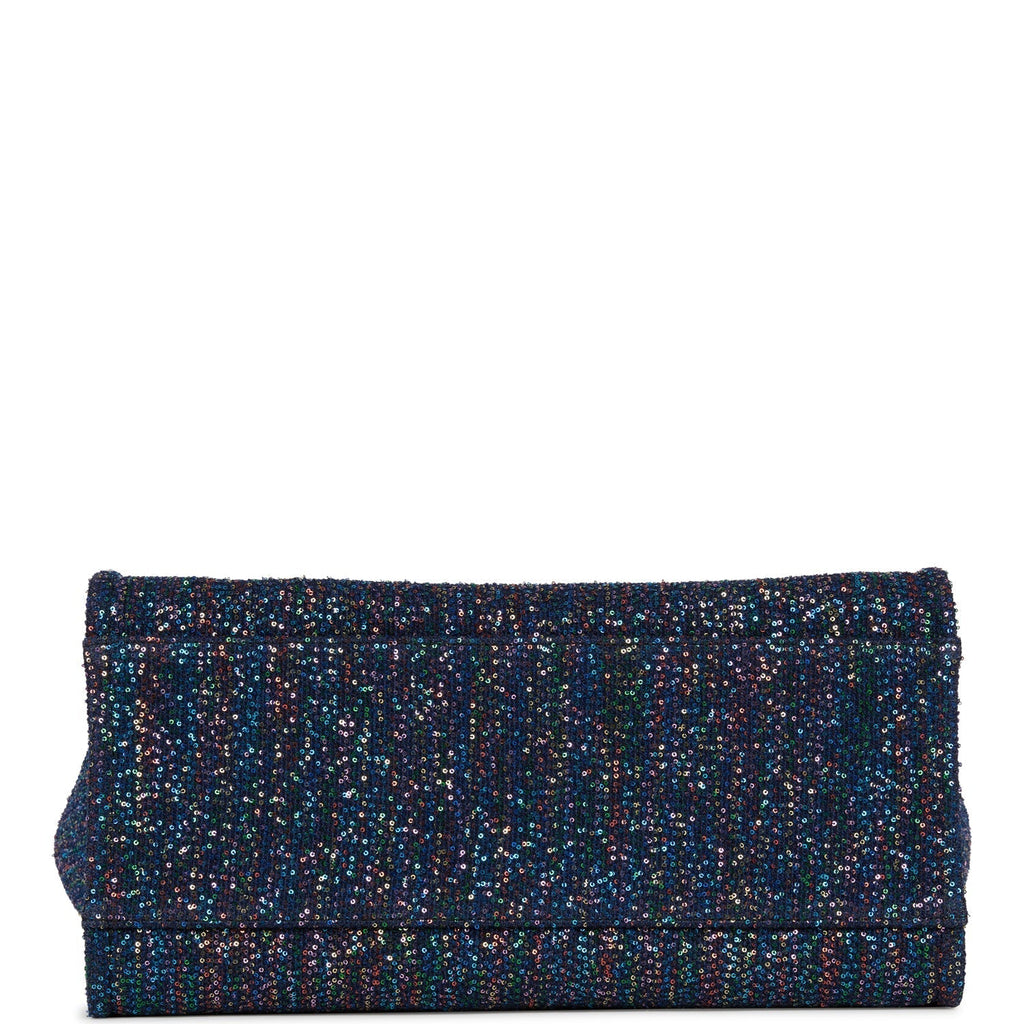Chanel Large Deauville Shopping Tote Blue Sequin Boucle Silver Hardware