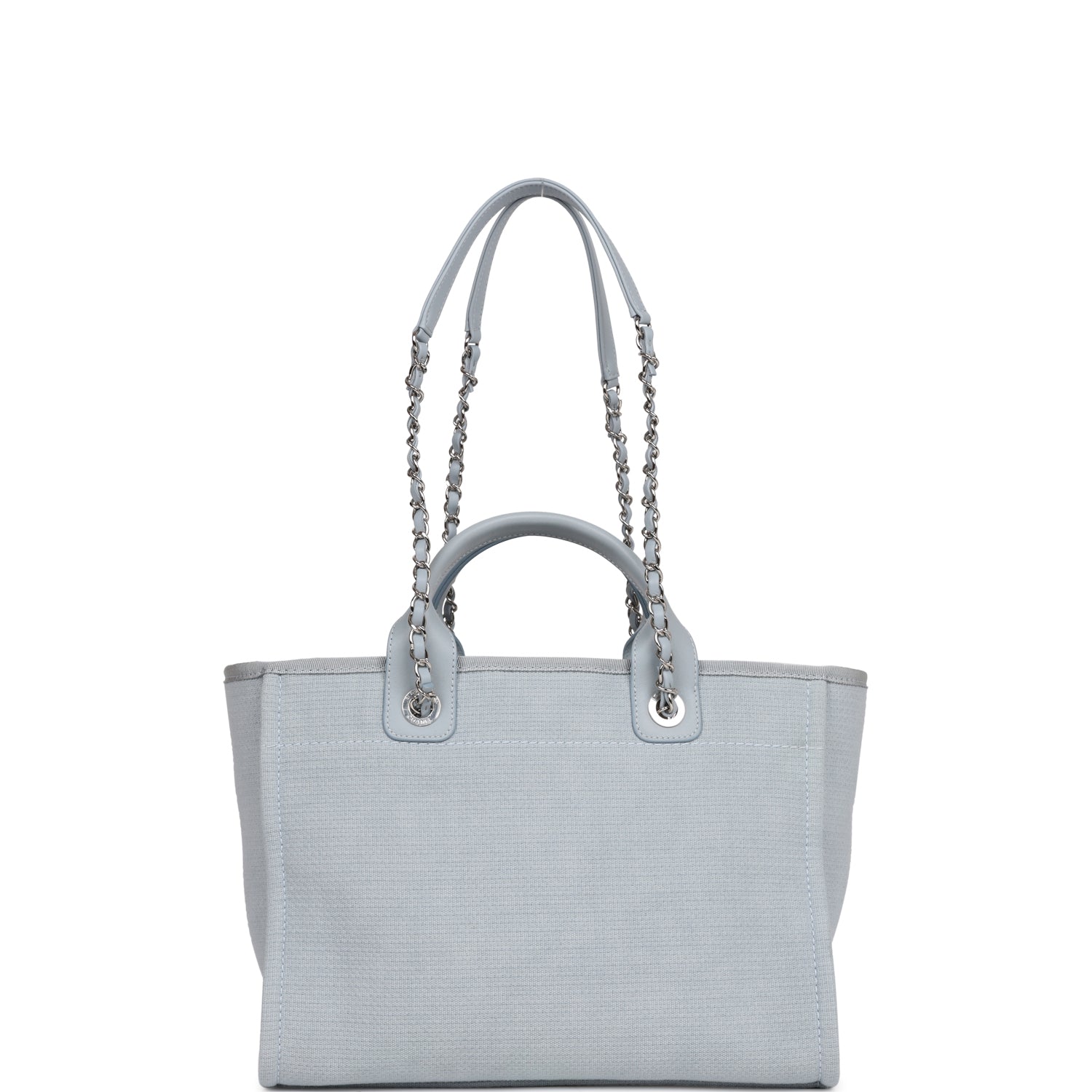 Chanel Small Deauville Shopping Tote Blue Boucle Silver Hardware