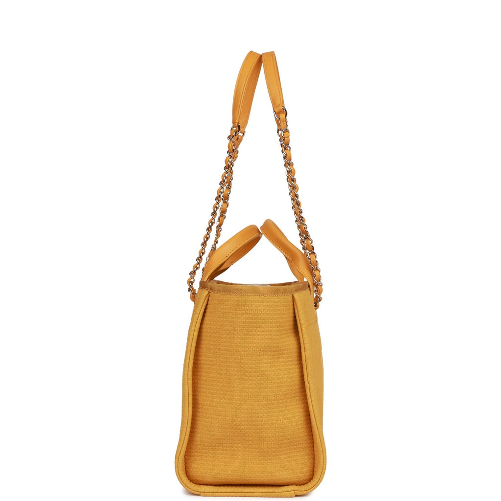 Chanel Small Deauville Shopping Tote Dark Yellow Boucle Light Gold Hardware