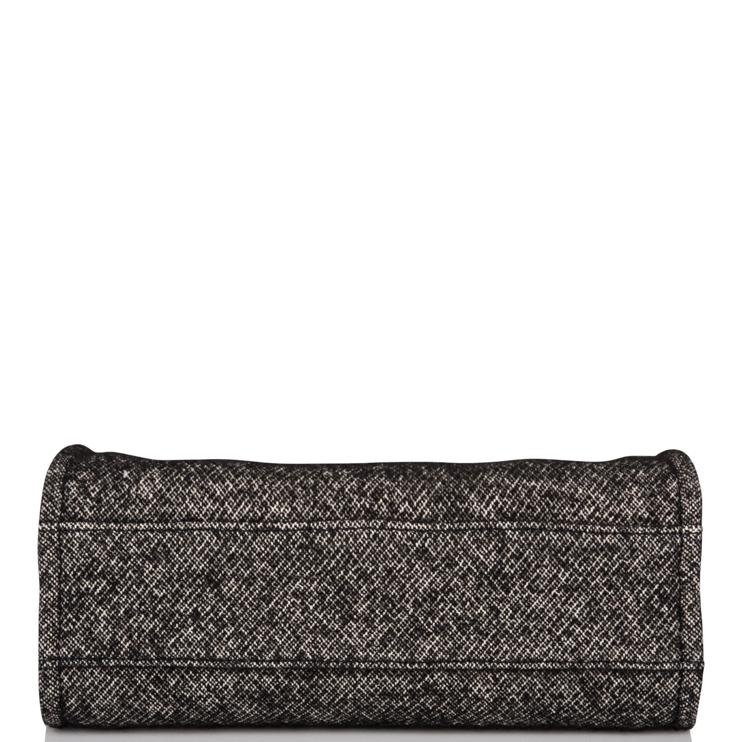 Chanel Small Deauville Shopping Bag Black Wool Silver Hardware
