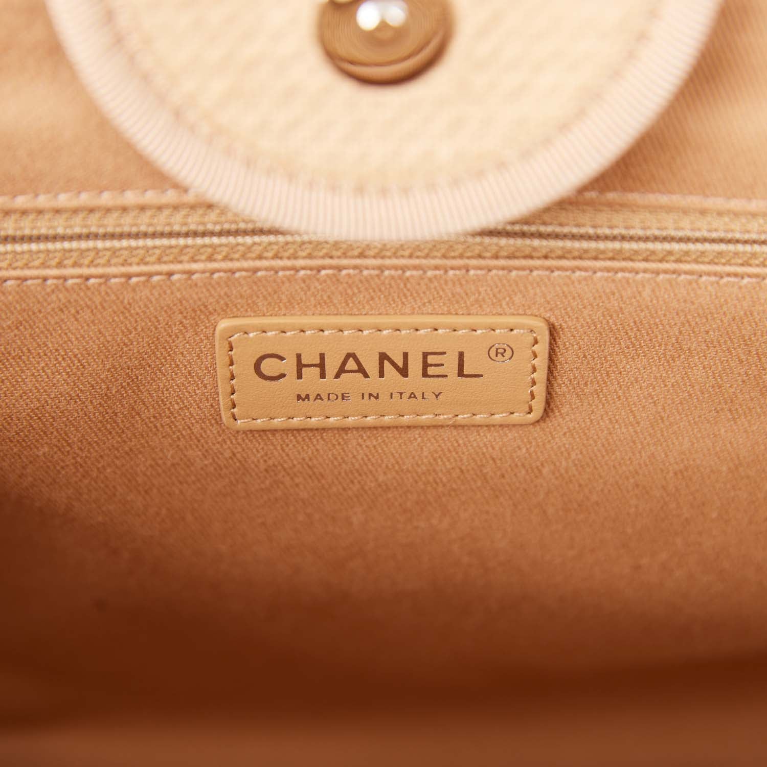 Chanel Large Deauville Shopping Bag Beige Boucle Silver Hardware
