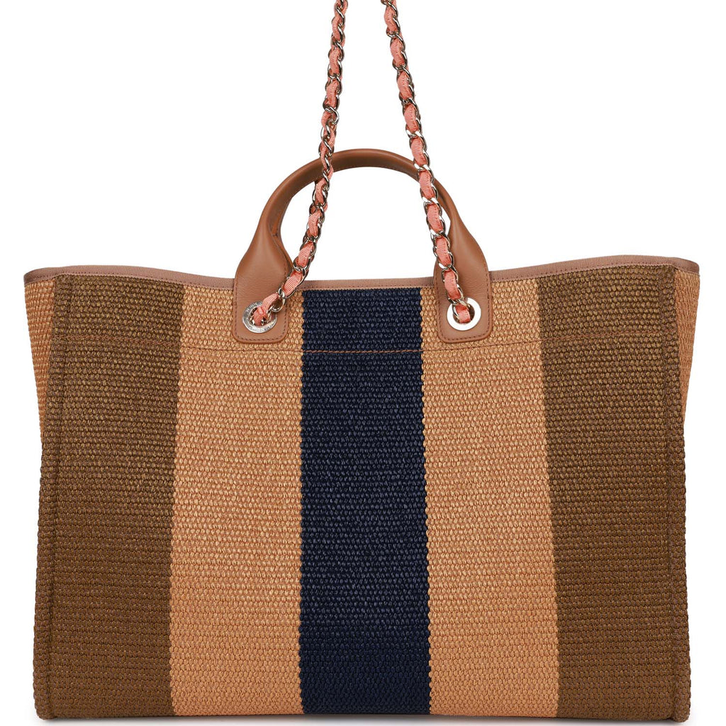 Chanel Large Deauville Shopping Bag Multicolor Viscose Light Gold Hardware