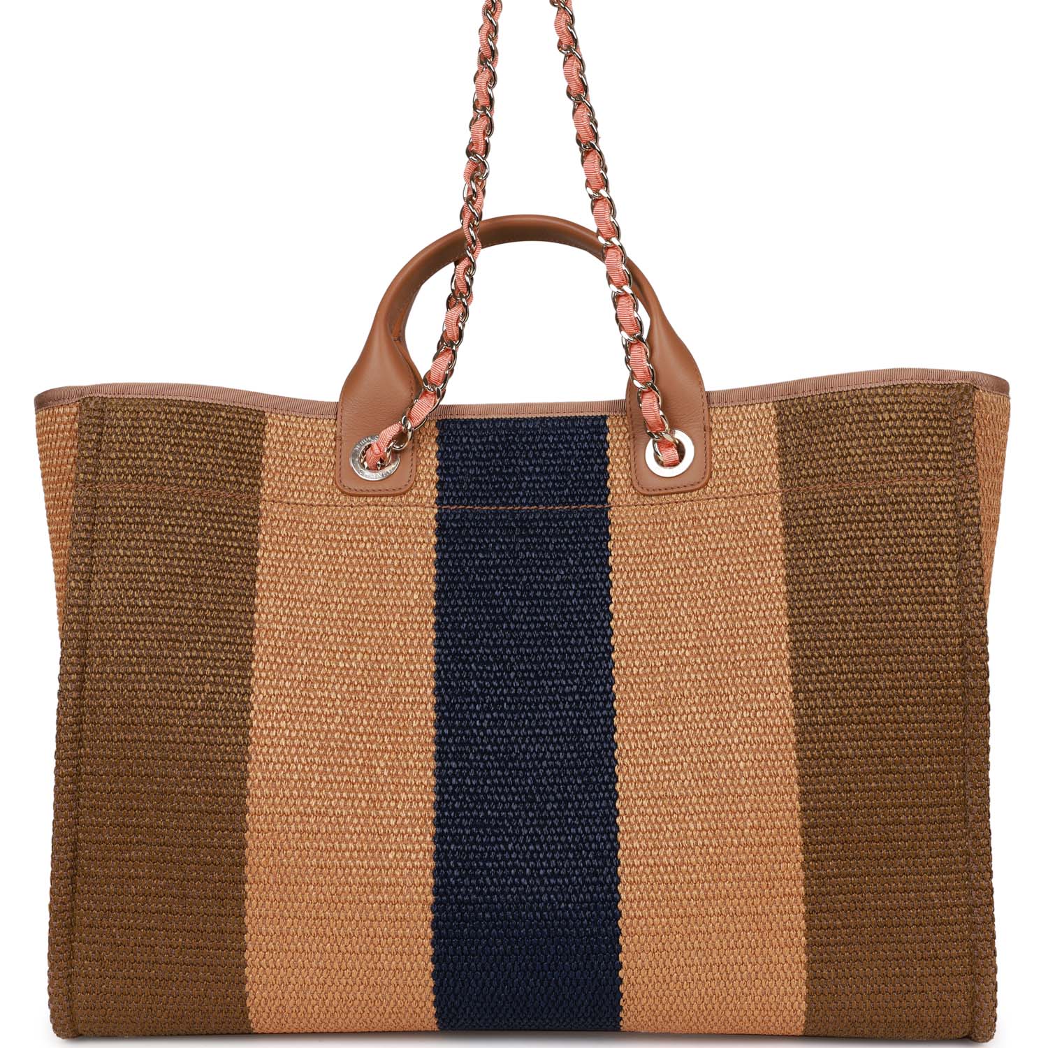 Chanel Large Deauville Shopping Bag Multicolor Viscose Light Gold Hardware