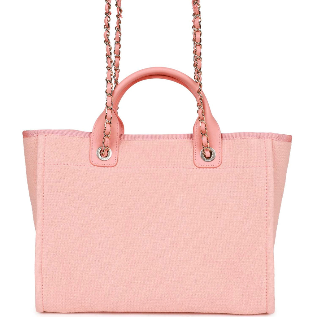 Chanel Small Deauville Shopping Bag Pink Boucle Light Gold Hardware