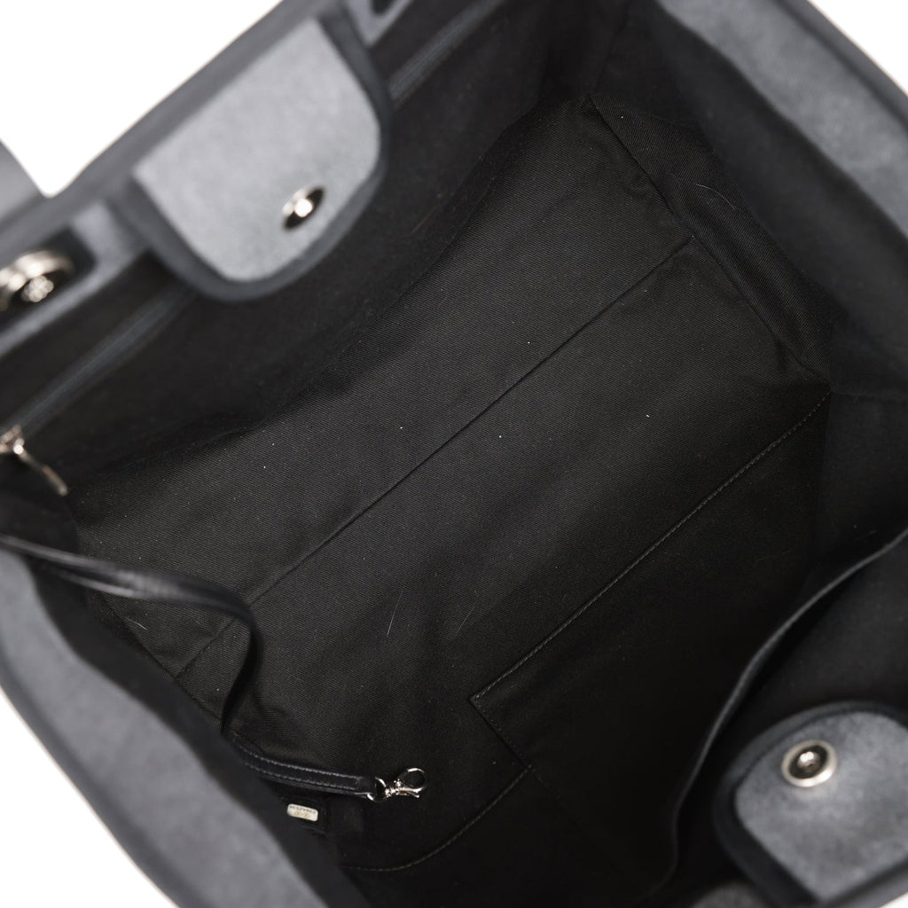 Chanel Medium Deauville Shopping Tote Dark Grey Denim Silver Hardware