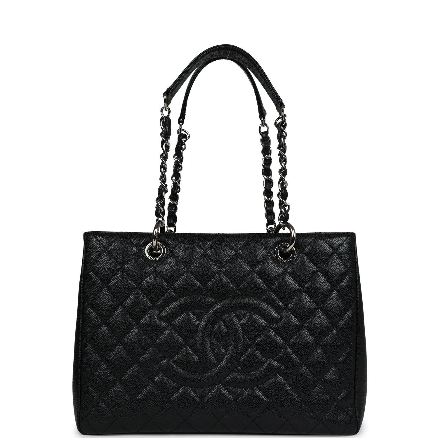 Chanel Grand Shopping Tote Bag Black Caviar Silver Hardware