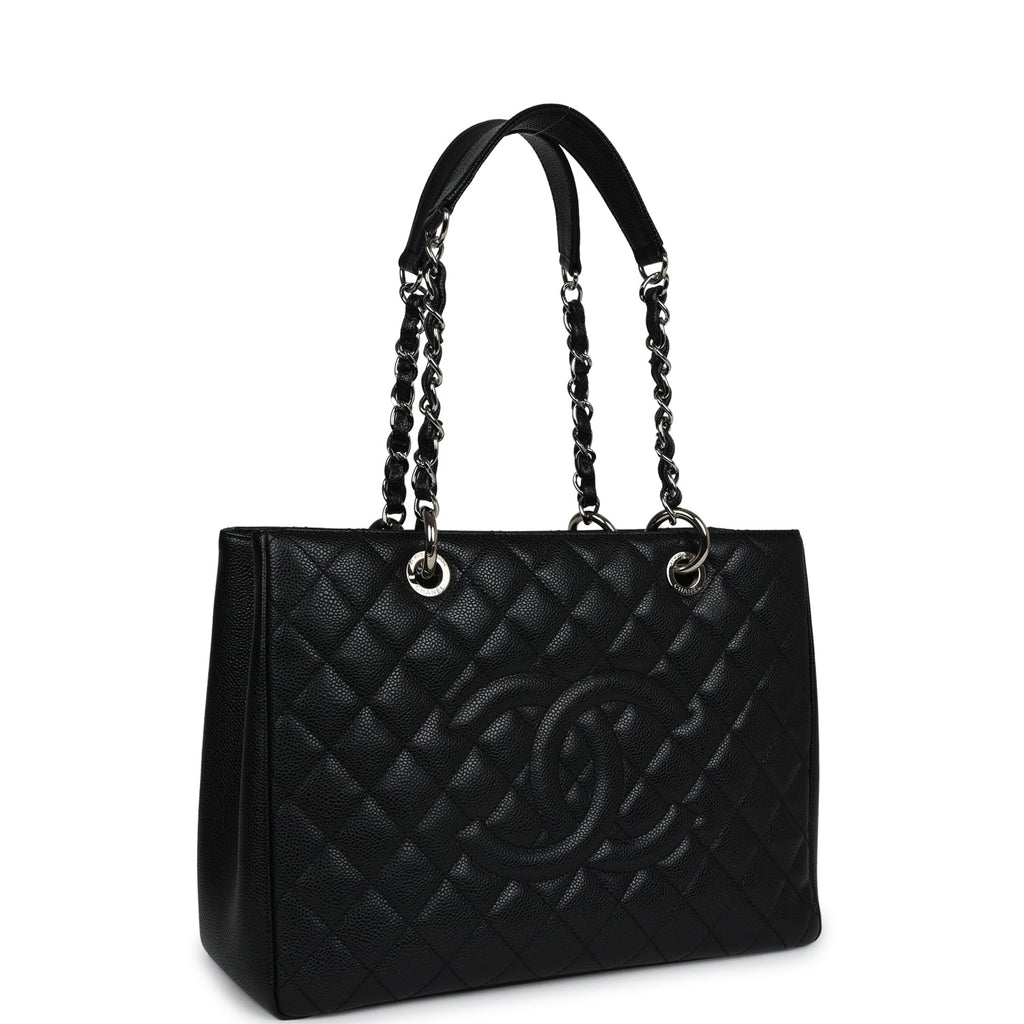 Chanel Grand Shopping Tote Bag Black Caviar Silver Hardware