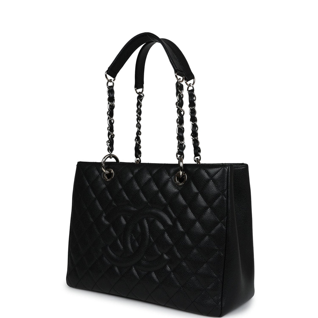 Chanel Grand Shopping Tote Bag Black Caviar Silver Hardware
