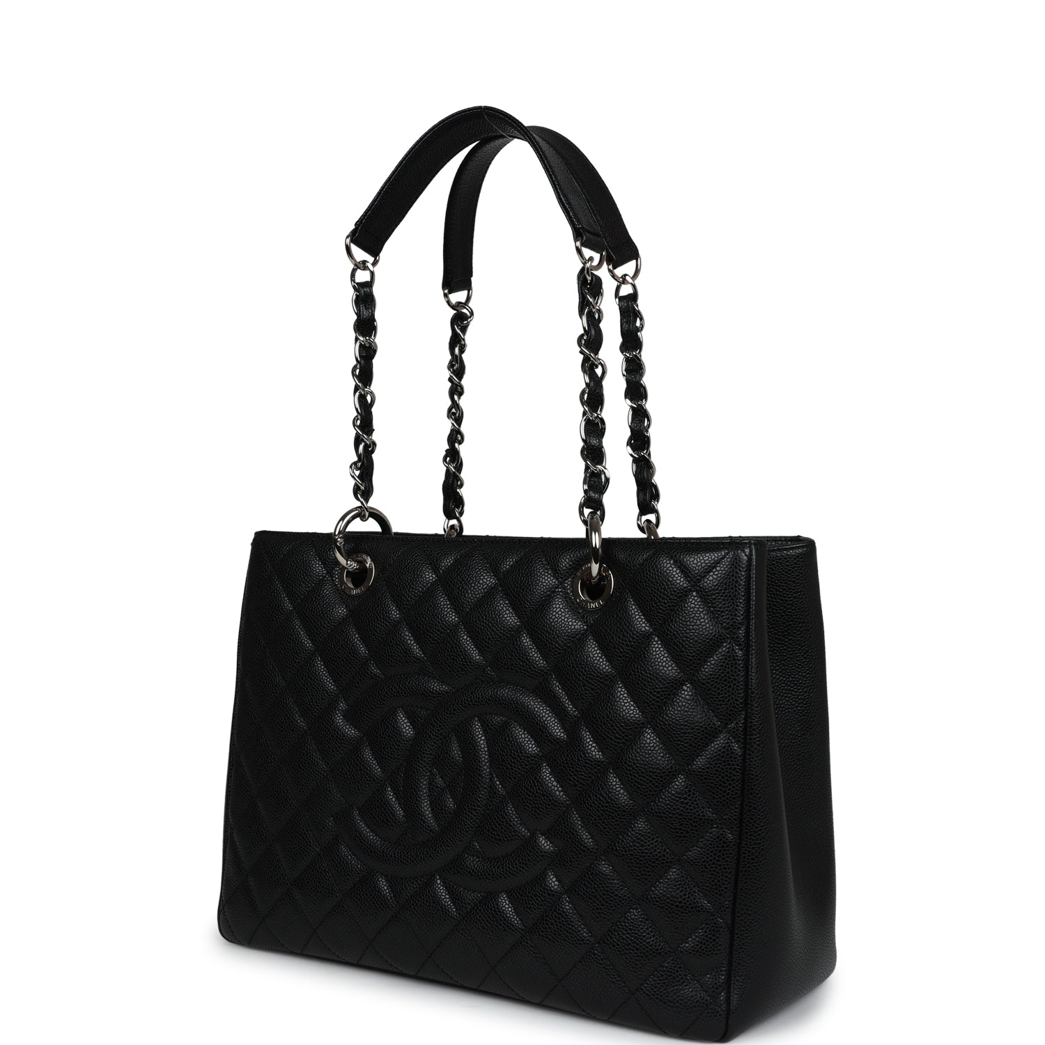 Chanel Grand Shopping Tote Bag Black Caviar Silver Hardware