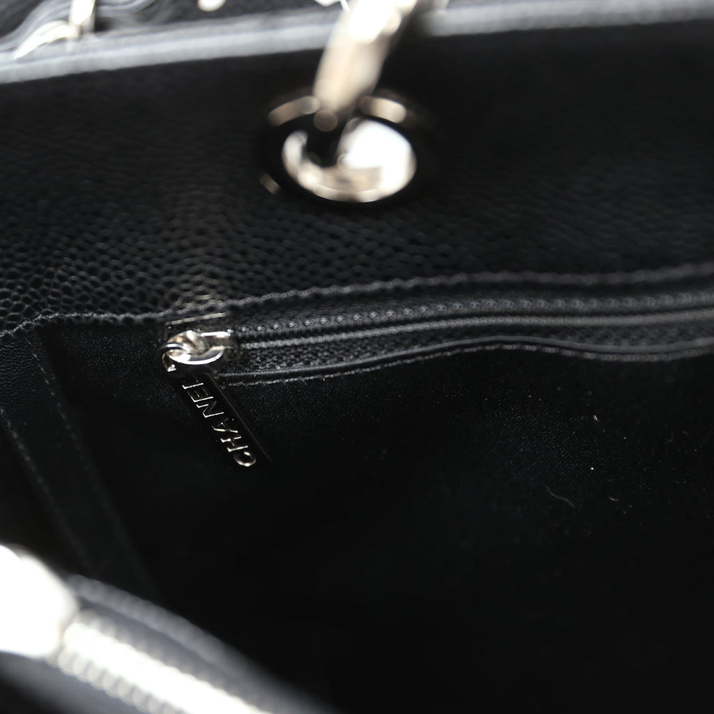 Chanel Grand Shopping Tote Bag Black Caviar Silver Hardware