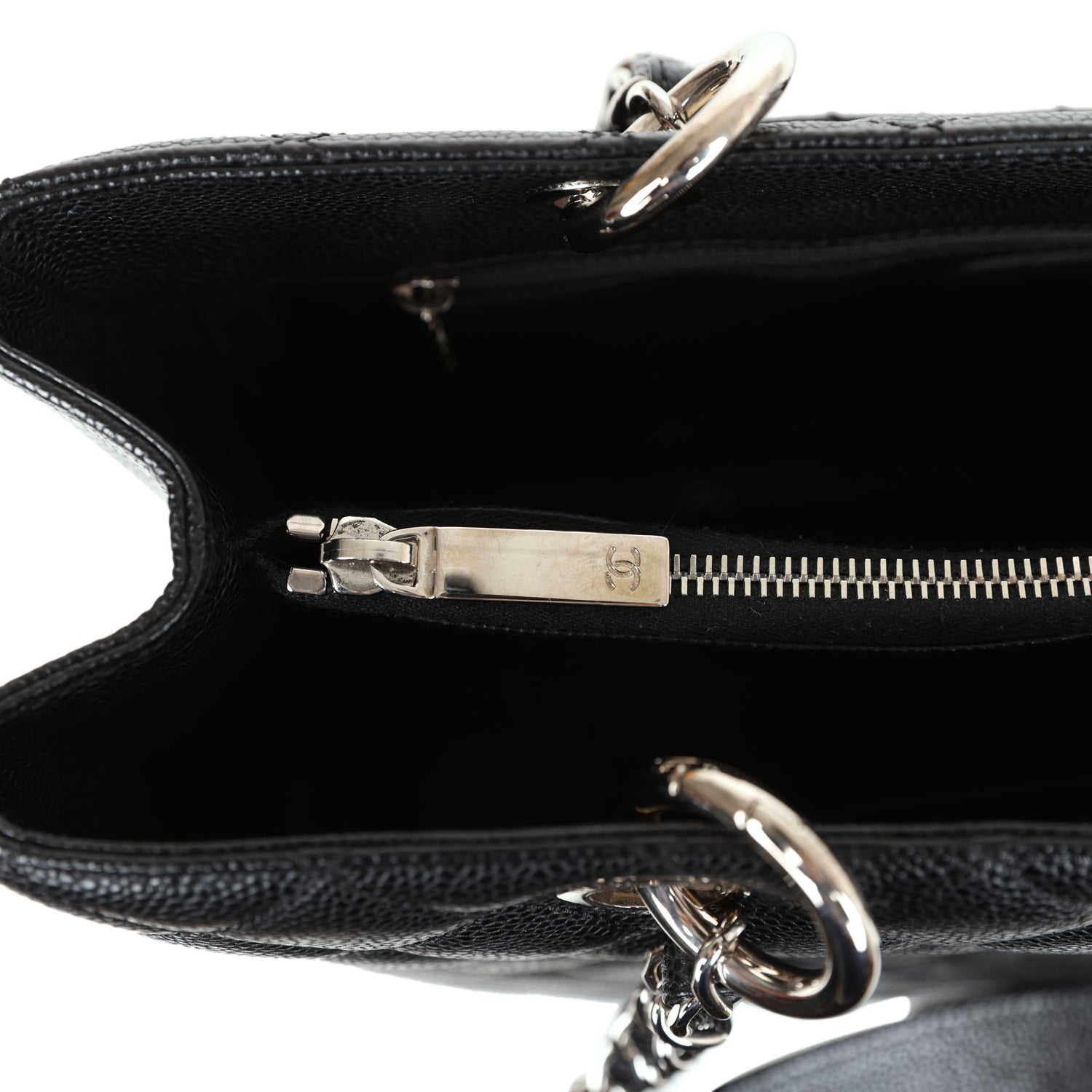 Chanel Grand Shopping Tote Bag Black Caviar Silver Hardware