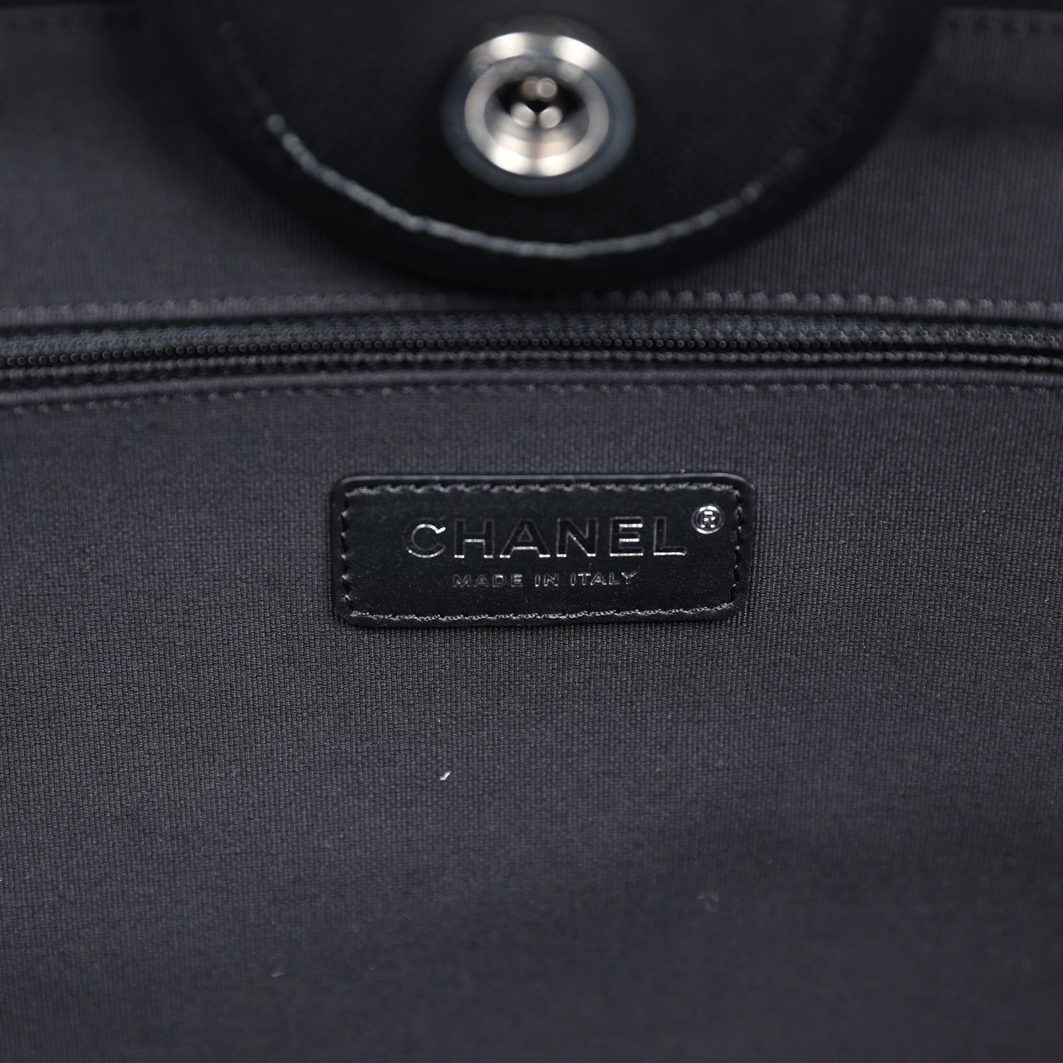 Chanel Large Deauville Shopping Tote Black and White Striped Canvas Silver Hardware
