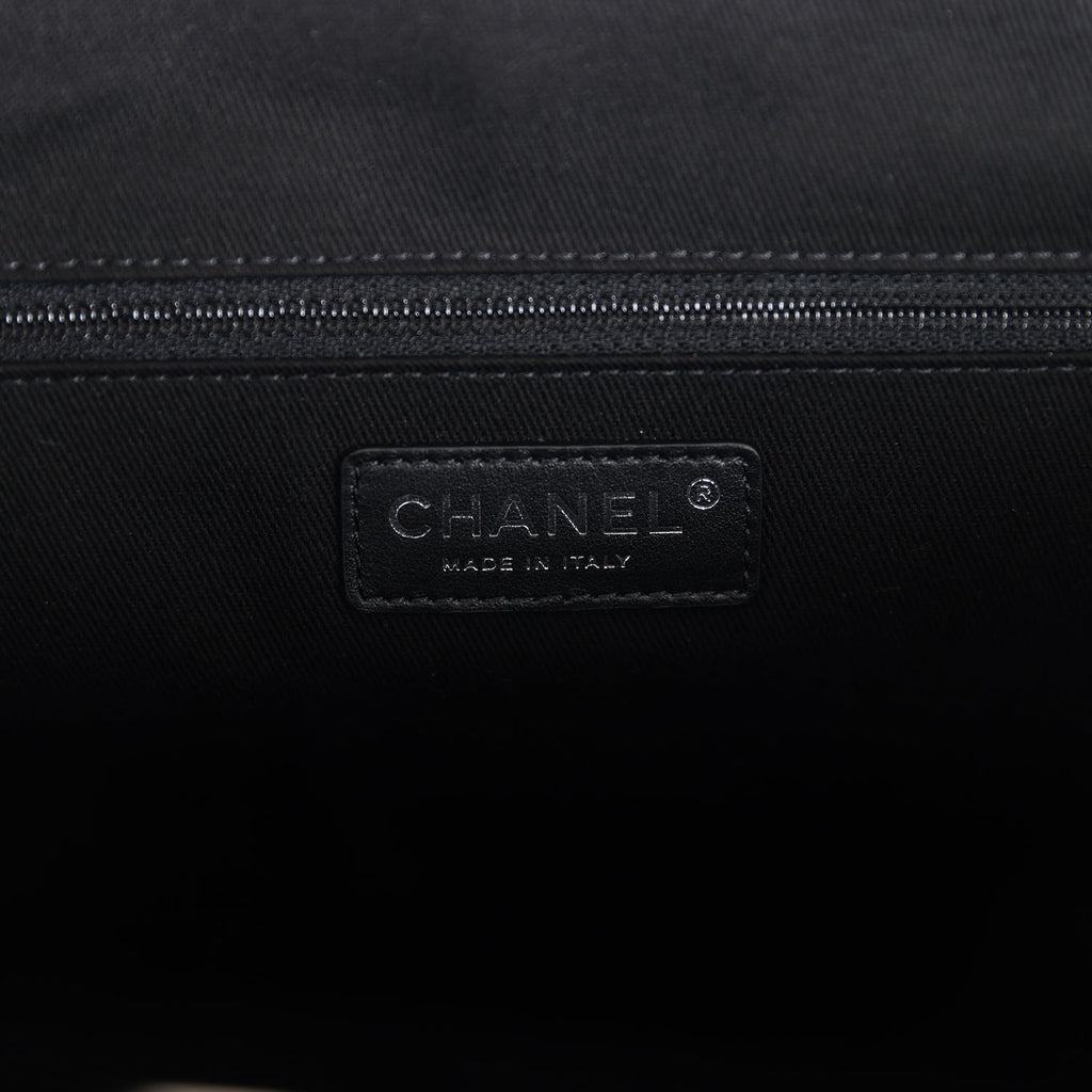 Chanel Medium Deauville Shopping Tote Black Canvas Silver Hardware