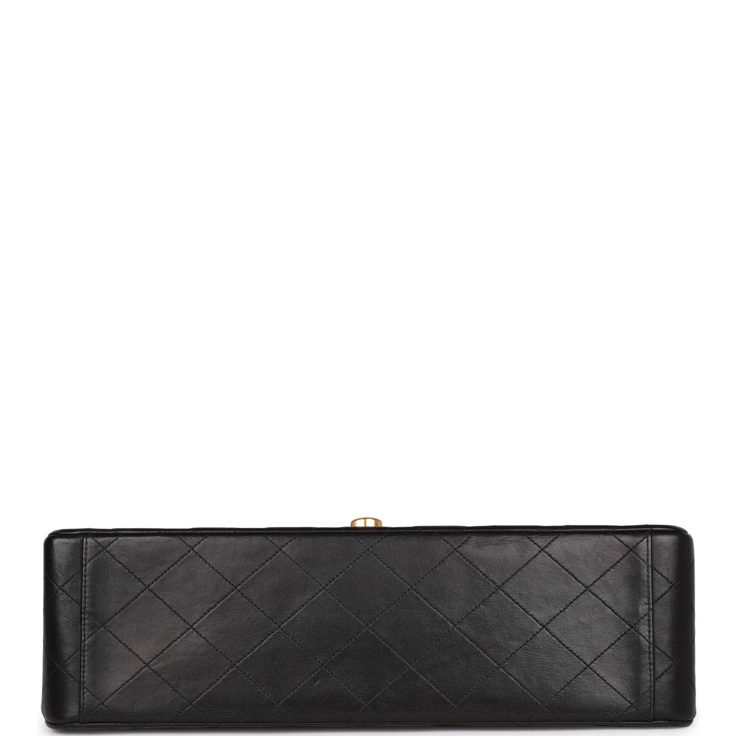 Chanel Vintage XL Jumbo Flap Bag Black Lambskin Gold Hardware