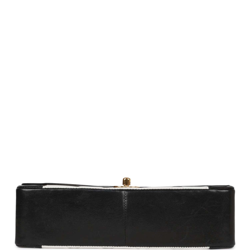 Chanel Vintage Medium Diana Flap Bag White and Black Lambskin Gold Hardware
