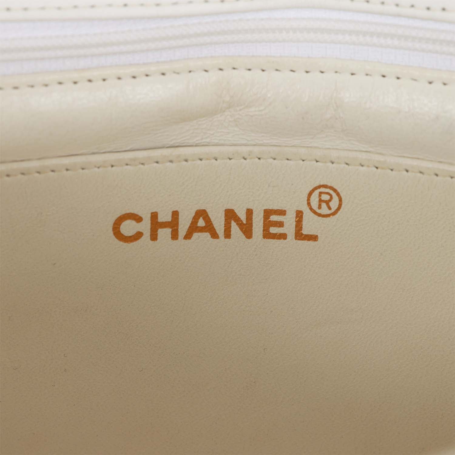 Chanel Vintage Medium Diana Flap Bag White and Black Lambskin Gold Hardware