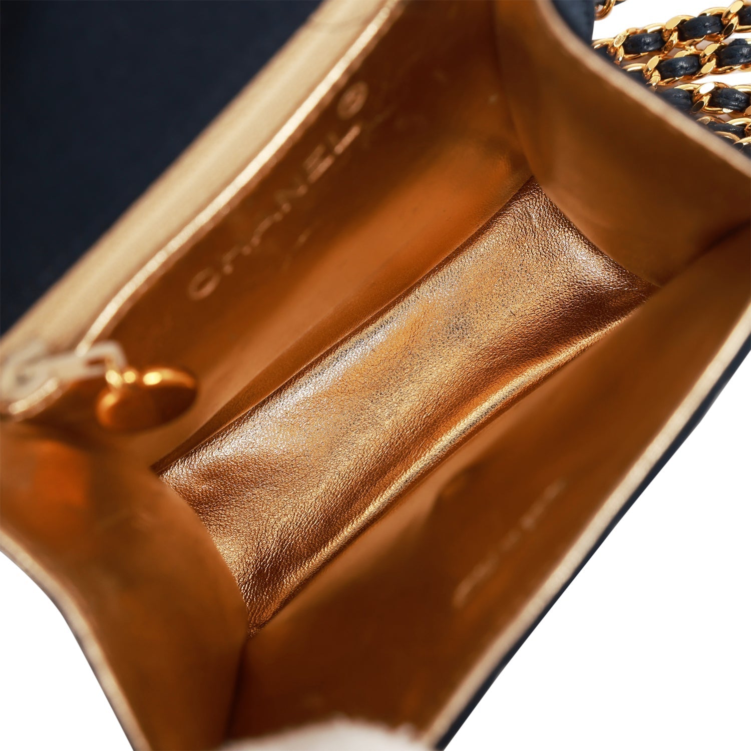 Chanel Vintage Mini Flap Bag Dark Blue Satin Gold Hardware